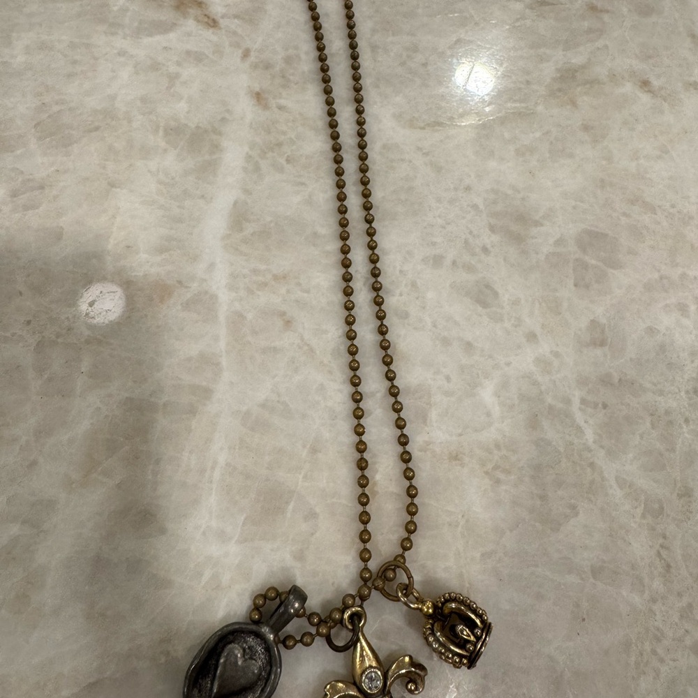 Jewel Kade Gold-Tone Multi-Charm Necklace with Fleur-de-Lis